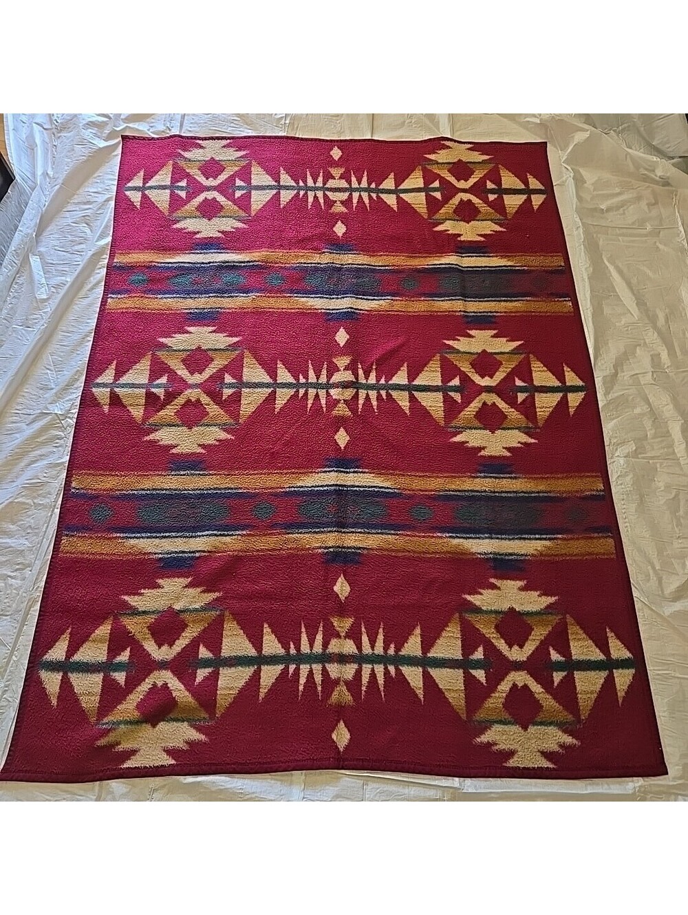 Biederlack of America Southwest / Aztec Blanket Burgundy & Green 57x77"